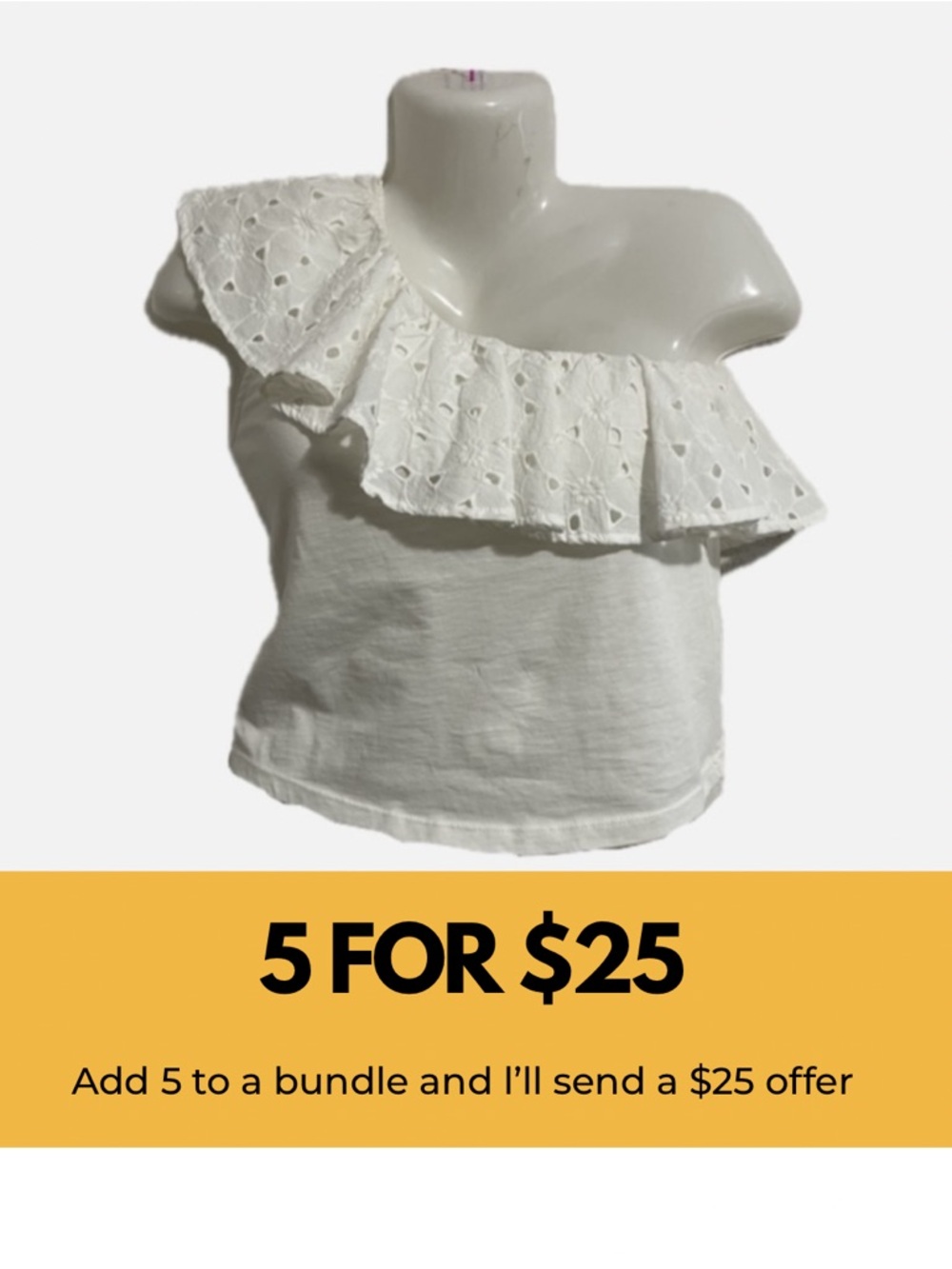 Mango White Eyelet Ruffle Blouse